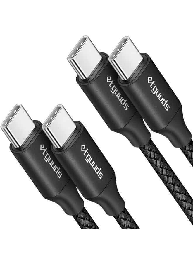 etguuds USB C to USB C Cable 4ft, 2-Pack, 60W Fast Charging Type C to C Charger Cord for iPhone 17 16 15 Pro Max Plus Air 16e, for MacBook/iPad USBC, Samsung Galaxy S25 S24 S23 A17 A16, Pixel